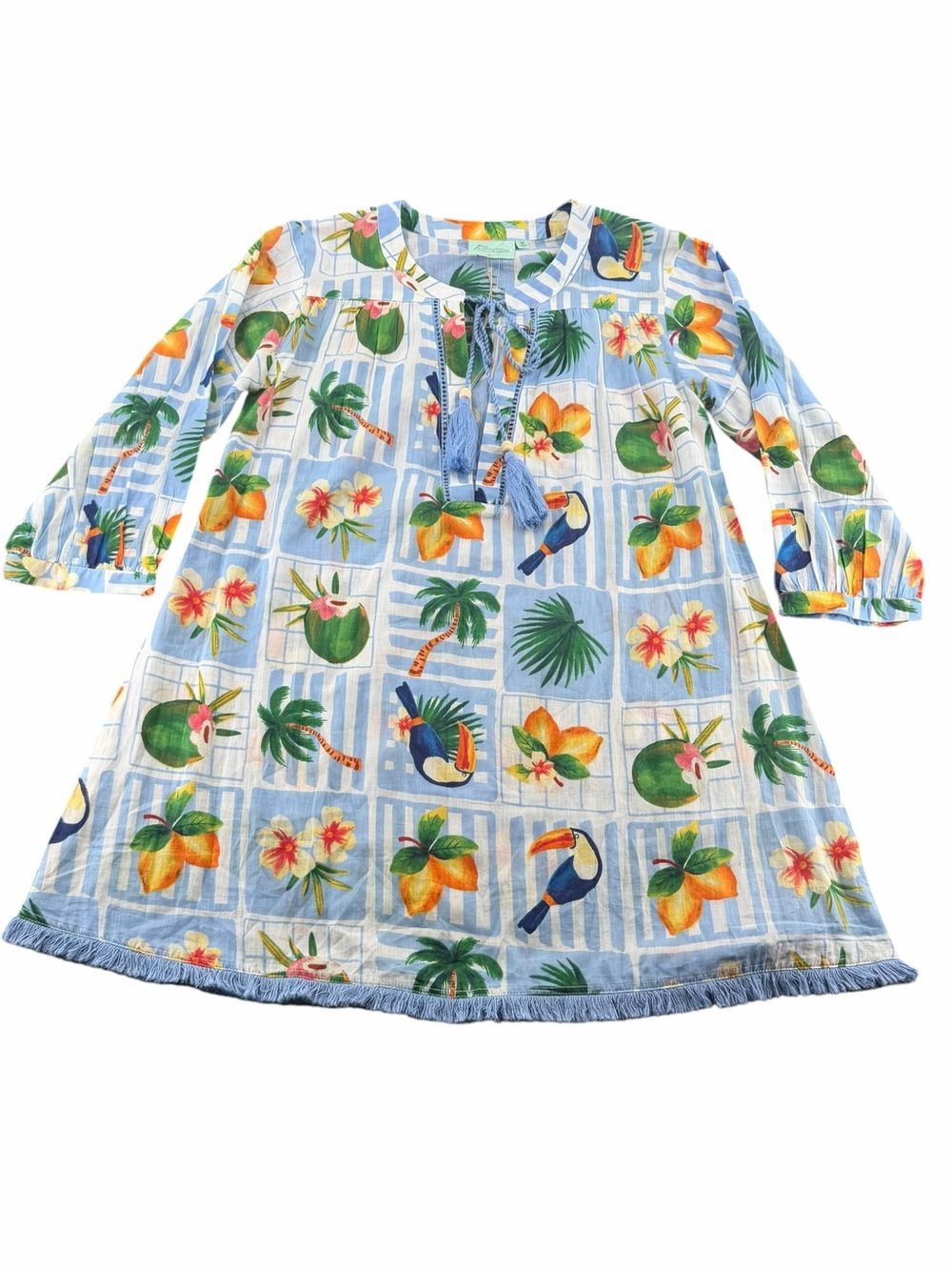 Beach Cover-up True Destinations Resort Wear Tropical Print 100% Cotton Size: M - Picture 4 of 16
